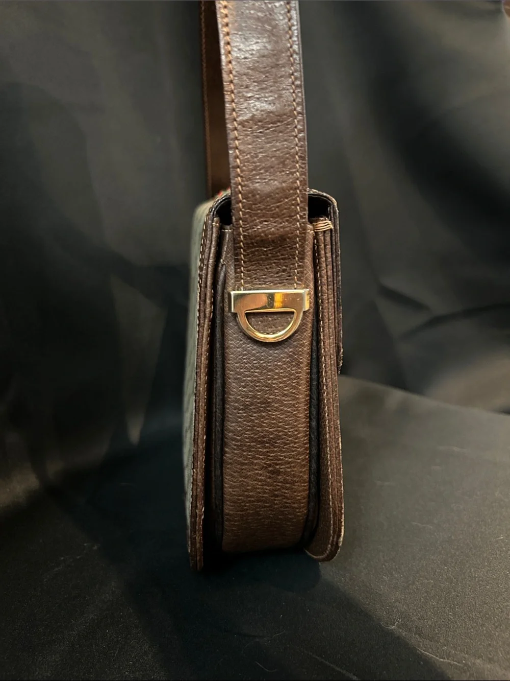 VTG Gucci Ophidia Coated Canvas Shoulder bag w/ Brown Trim Red/Green Sherry Line - Picture 7 of 17